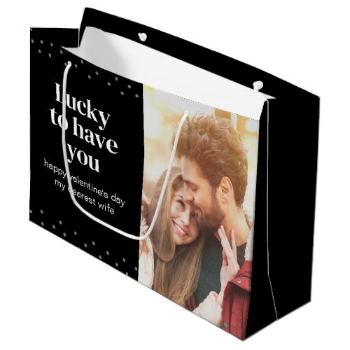 Romantic Black Background Valentines Day Photo Large Gift Bag