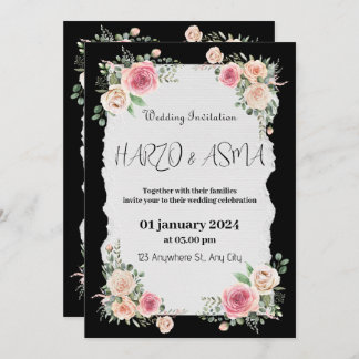Romantic Black Calligraphy All Wedding invitation