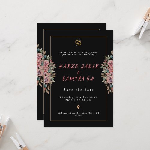 Romantic Black Calligraphy All Wedding invitation