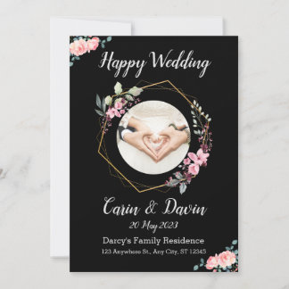 Romantic Black Calligraphy All Wedding invitation