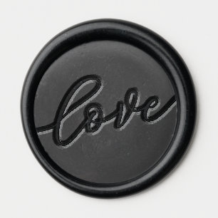 Romantic Black Cursive Love Stamp Wax Seal Sticker