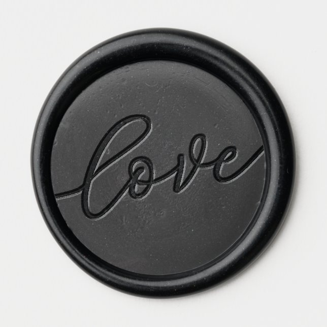 Romantic Black Cursive Love Stamp Wax Seal Sticker (Front)
