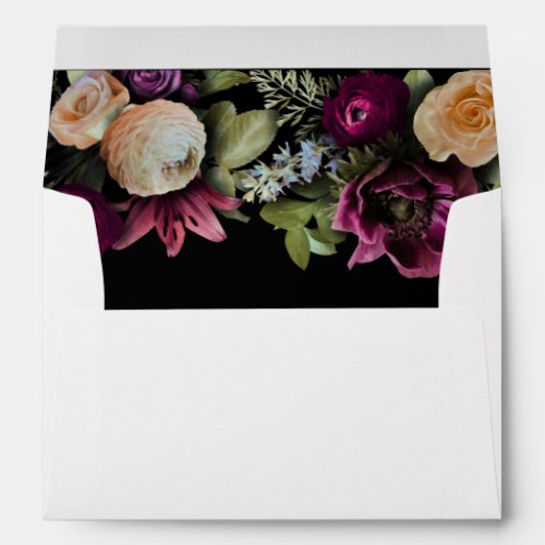 Romantic Black Floral Wedding Envelope