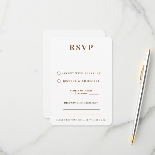 Romantic Black & Gold Wedding RSVP Card
