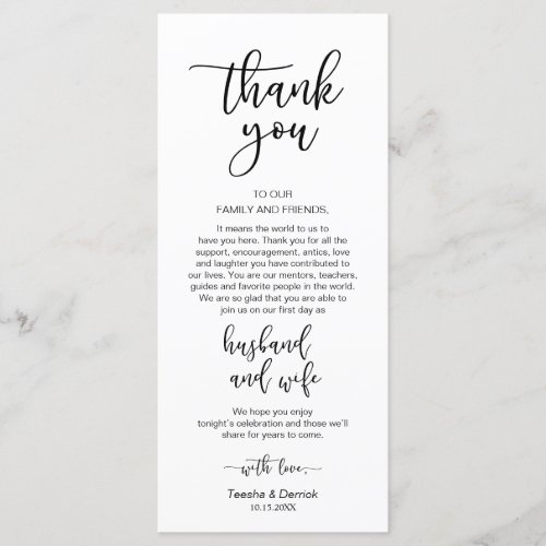 Romantic Black Place Setting Thank You Card