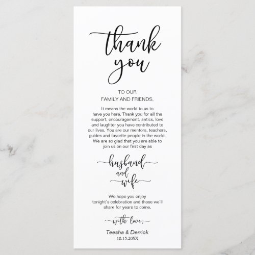 Romantic Black Place Setting Thank You Card