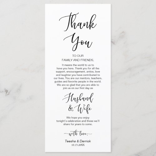 Romantic Black Place Setting Thank You Card