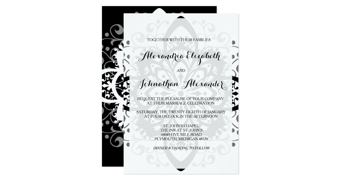 Romantic Black Tie Wedding Invitations | Zazzle.com