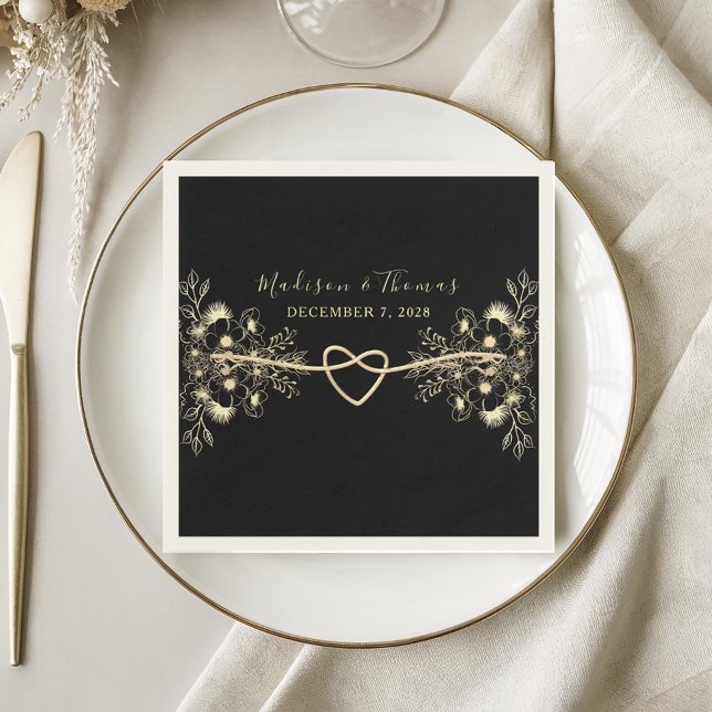 Romantic Black Wedding Napkins (Creator Uploaded)