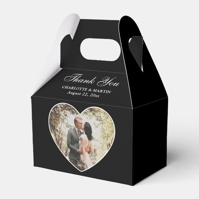 Romantic Black Wedding Photo Favor Box (Front Side)