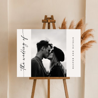 Romantic Black & White Photo Wedding Welcome Sign