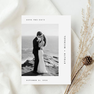 Romantic Black & White Wedding Photo Save The Date