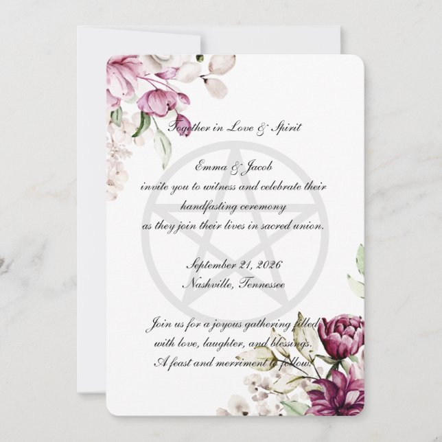 Romantic Bloom Floral Peony Pentacle Invitation (Front)