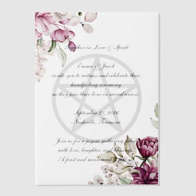 Romantic Bloom Floral Peony Pentacle Vellum Invitations (Front)