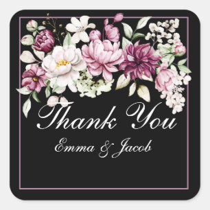 Romantic Bloom Floral Peony Square Sticker