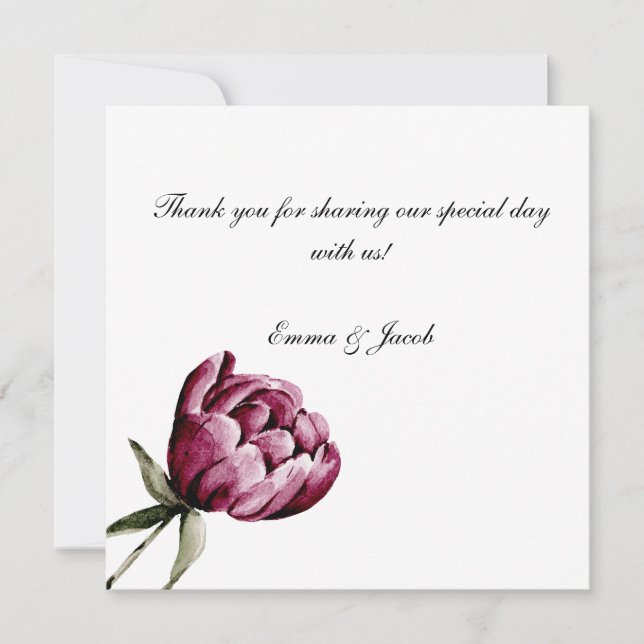 Romantic Bloom Floral Peony  Thank You Card (Front)