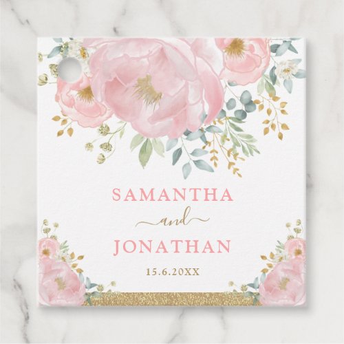 Romantic Bloom Soft Pink Watercolor Floral Wedding Favor Tags