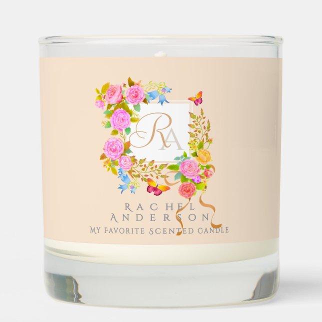 Romantic Blooming Garden Beige Scented Candle (Front)
