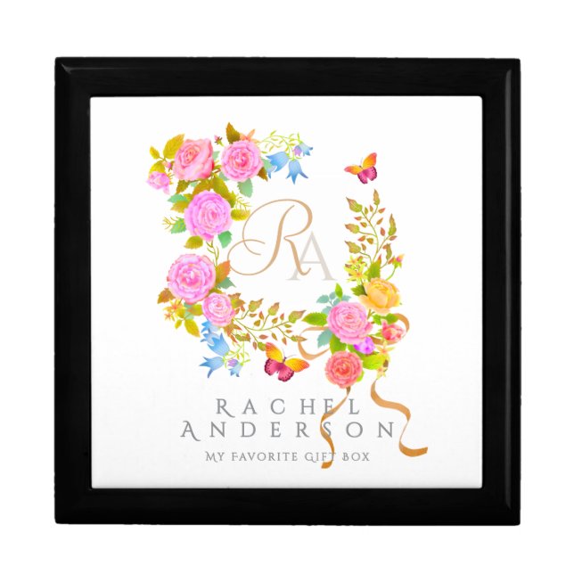 Romantic Blooming Garden Monogram  Gift Box (Front)