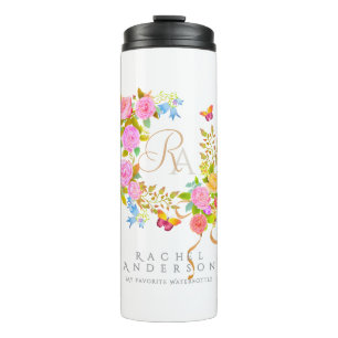 Romantic Blooming Garden Monogram  Thermal Tumbler