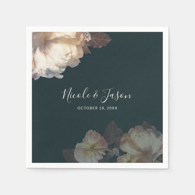 Romantic Blooms Elegant Floral Wedding Napkins (Front)