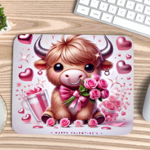 Romantic Blooms Highland Cow Valentine's