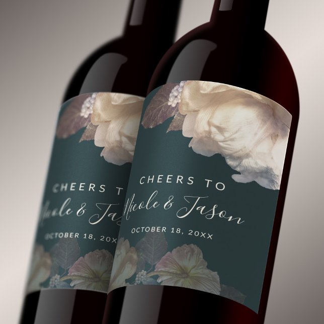 Romantic Blooms Luxurious Floral Wedding Wine Label (Creator Uploaded)