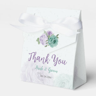 romantic blue and purple flowers greenery wedding favor boxes