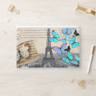 romantic blue butterfly french paris eiffel tower HP laptop skin