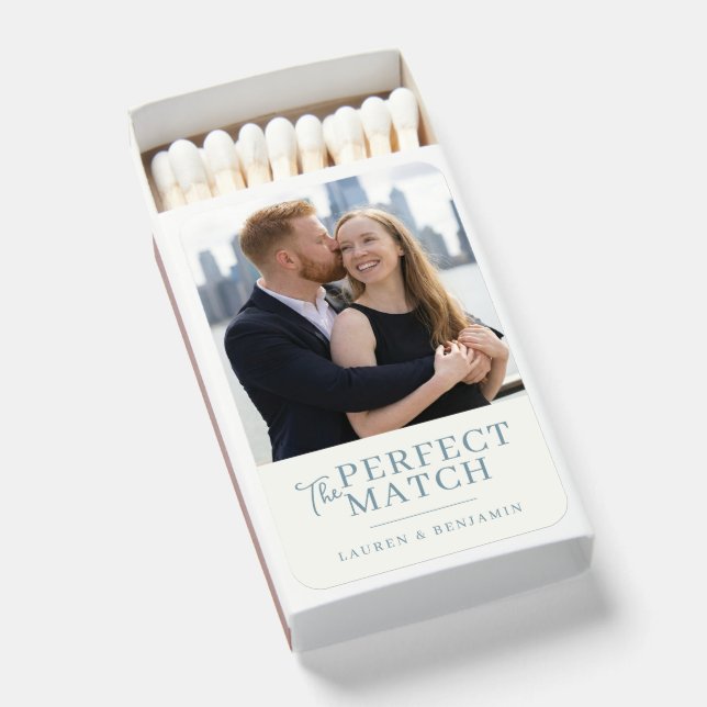 Romantic Blue Contemporary Photo Matchboxes (Front Open)