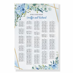 Romantic blue floral eucalyptus gold Alphabetical Foam Board