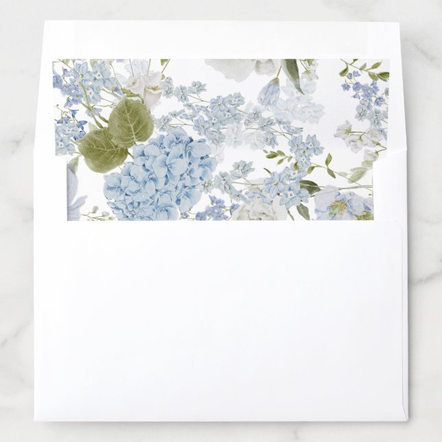 Romantic Blue Floral Hydrangea Allover Print Envelope Liner (In Envelope)