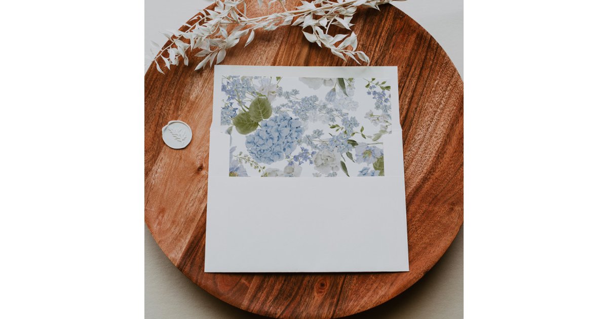 Romantic Blue Floral Hydrangea Allover Print Envelope Liner | Zazzle
