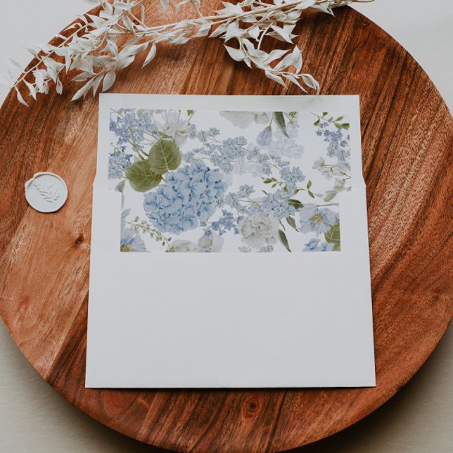 Romantic Blue Floral Hydrangea Allover Print Envelope Liner (Creator Uploaded)