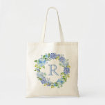 Romantic Blue Floral Monogram Tote Bag<br><div class="desc">Romantic Watercolor Pastel Blue Floral Monogram Tote Bag for any event!</div>
