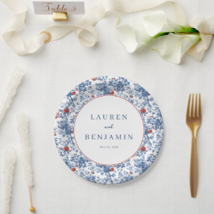 Romantic Blue Floral Paper Plates