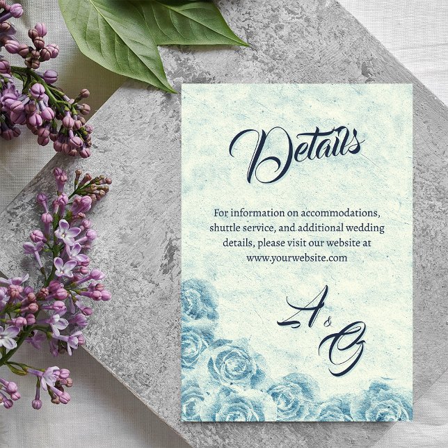 Romantic Blue Floral Wedding enclosure card (Romantic Blue Floral Wedding enclosure card)