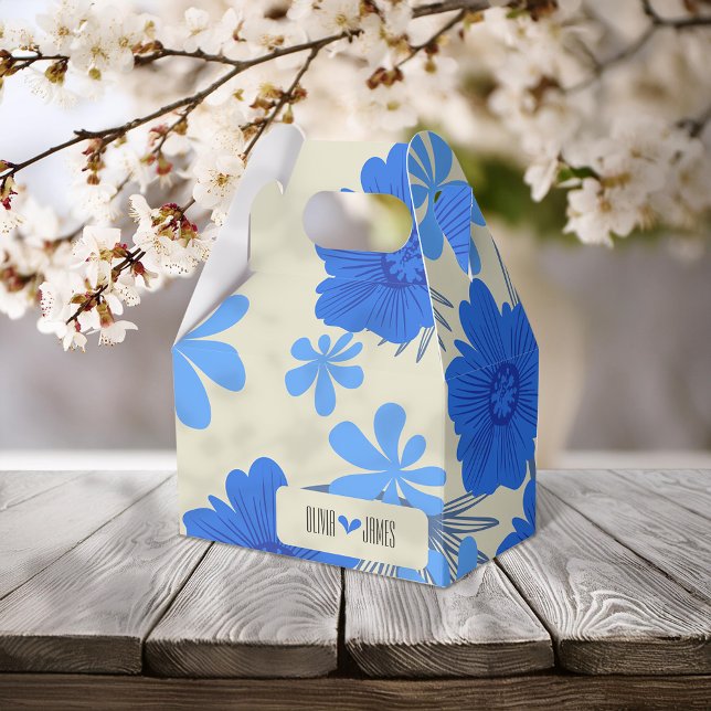 Romantic Blue Floral Wedding Favor Box (Creator Uploaded)