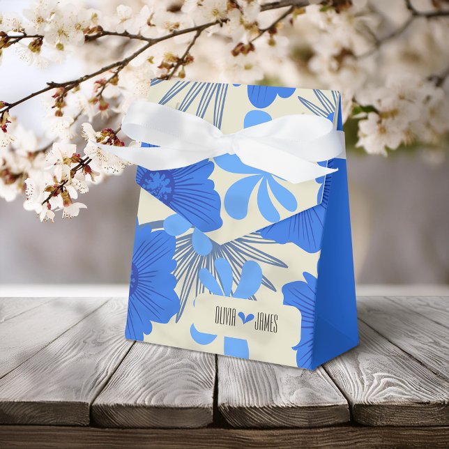 Romantic Blue Floral Wedding Favor Boxes (Creator Uploaded)