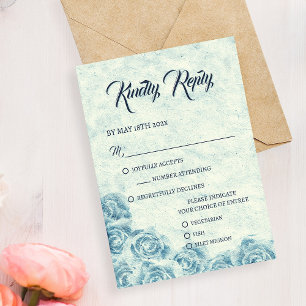 Romantic Blue Floral Wedding RSVP Card