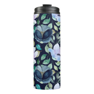 Romantic Blue Flowers Boho Botanical Thermal Tumbler