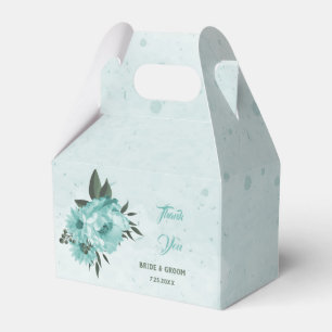 romantic blue flowers & green leaves wedding favor boxes