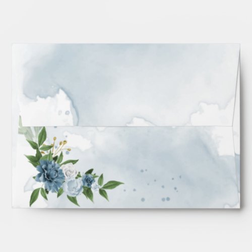 romantic blue flowers greenery  envelope