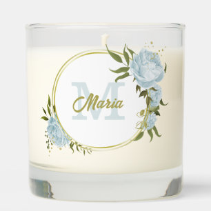 romantic blue flowers greenery wedding scented candle