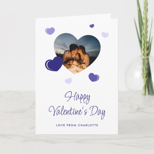 Romantic Blue Hearts Photo Valentines Day Card
