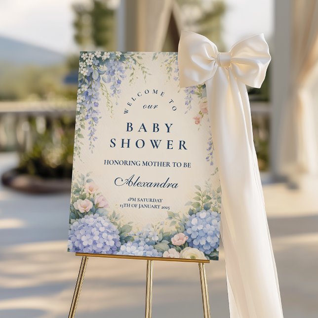 Romantic Blue Hydrangea Garden Baby Shower Foam Board (Creator Uploaded)