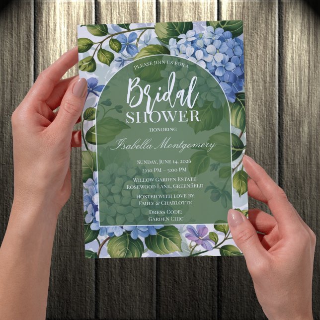 Romantic Blue Hydrangea Garden Bridal Shower Invitation (Romantic Blue Hydrangea Garden Bridal Shower Invitations
)
