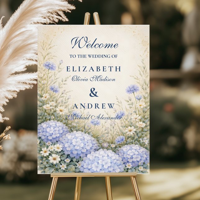 Romantic Blue Hydrangea Wedding Foam Board (Creator Uploaded)