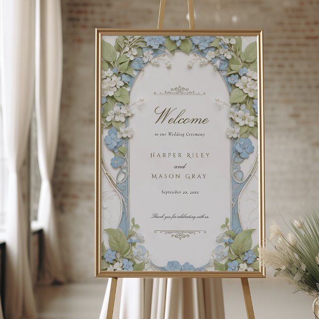 Romantic Blue Hydrangea Wedding Welcome Sign (Creator Uploaded)