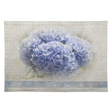 Romantic Blue Hydrangeas Cloth Placemat